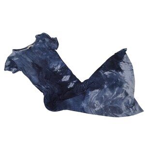 Vintage 90's Deep Blue Tie-Dye Short-Sleeve Boho Maxi Dress